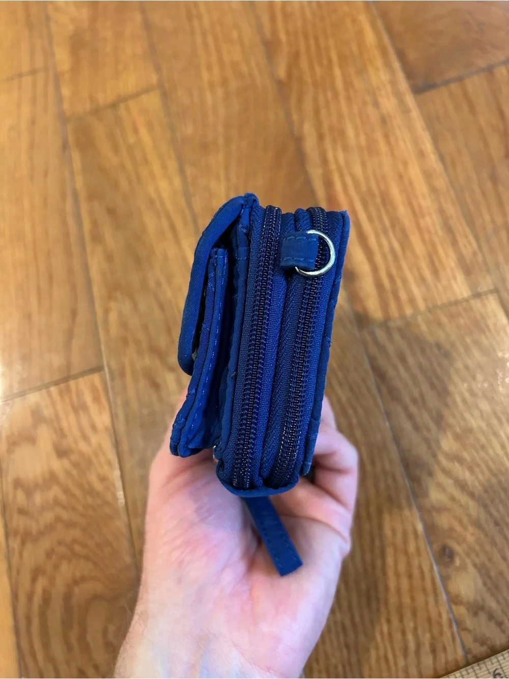 Vera Bradley Blue Quilted Zip Around Wallet Wristlet Clutch Organizer Logo